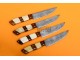 4 piece Custom Handmade Damascus Steel Fixed Blade Kitchen Steak Knives Set, Camel bone, Walnut Wood Handle