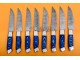 8 piece Custom Handmade Damascus Steel Fixed plain Blade Kitchen Steak Knives Set, Blue Micarta Sheet